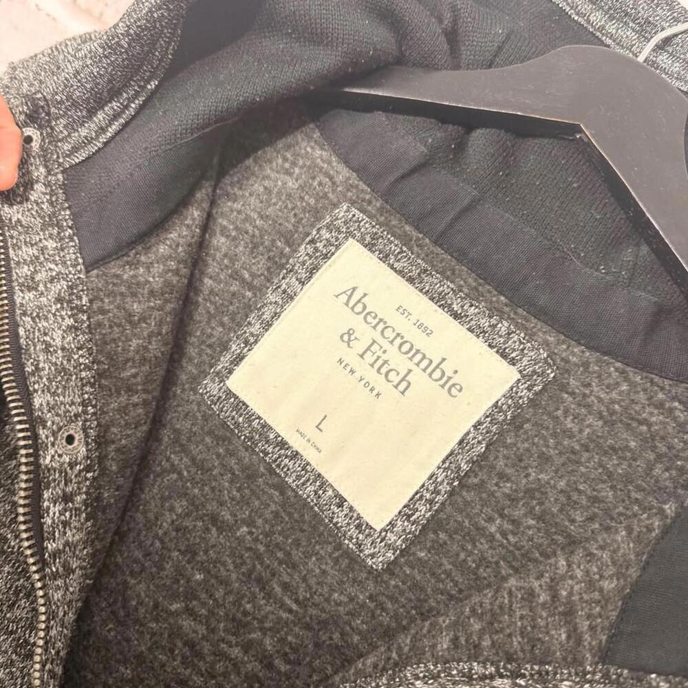 Abercrombie & Fitch Zip-up Hooded Sweater Salt and Pepper Men's L - Picture 2 of 6